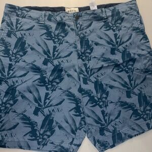 True Nation Shorts Men's 48 Chino Tropical Leaf Design Island Beach Floral Blue